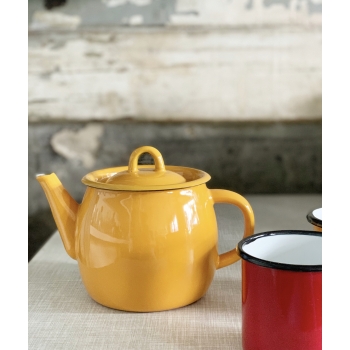 Yellow enamel teapot