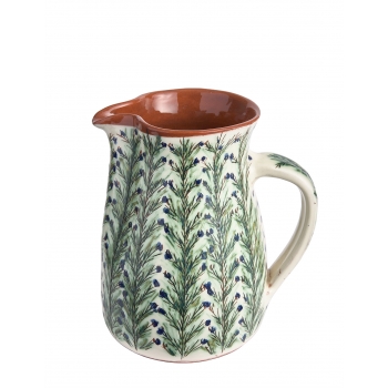 Red faience pitcher, rosemary pattern