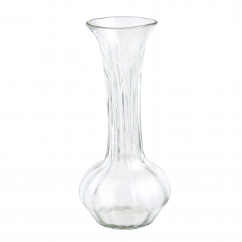 Grand vase transparent cannele